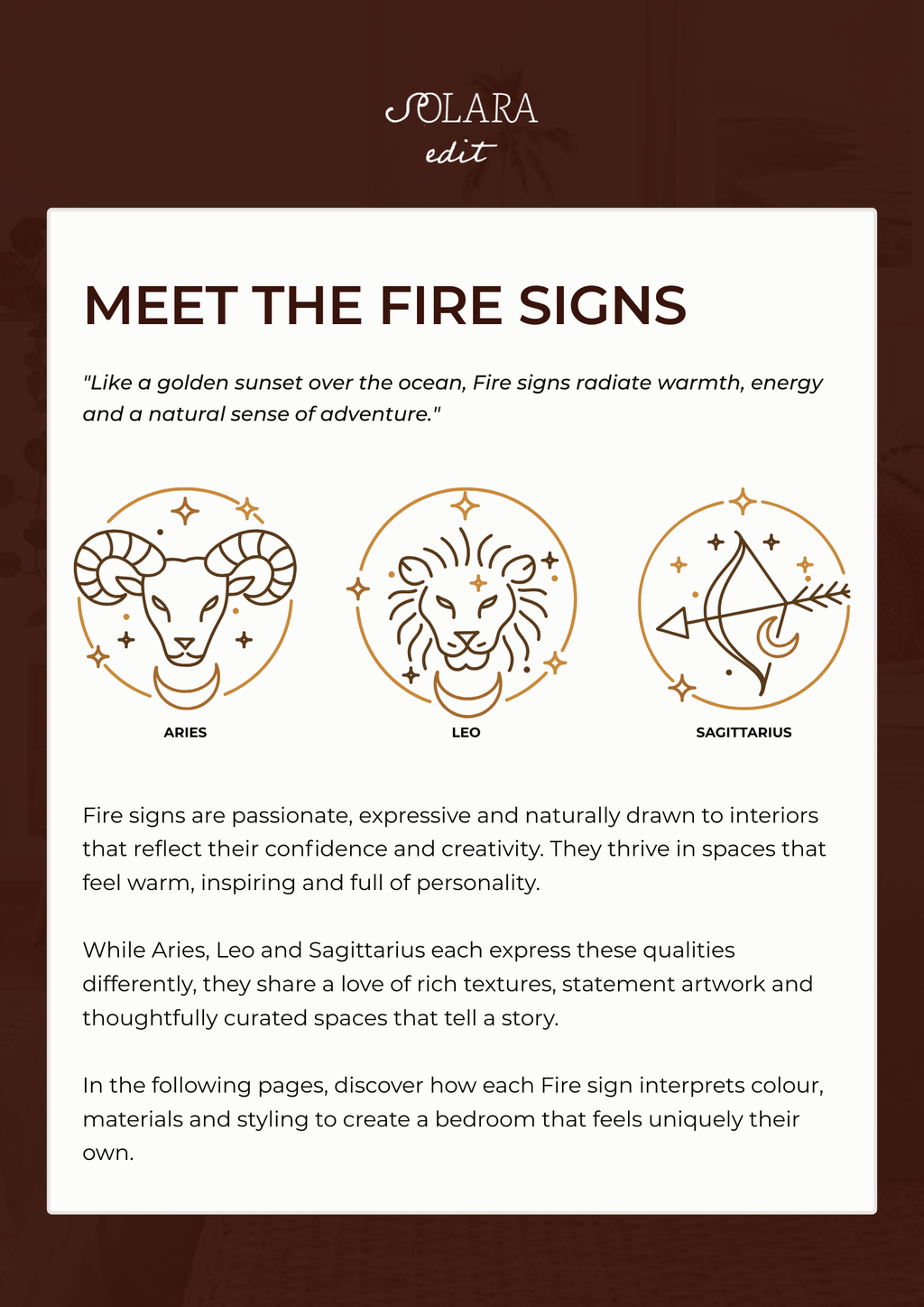 The Cosmic Bedroom Edit: Fire Sign Lookbook