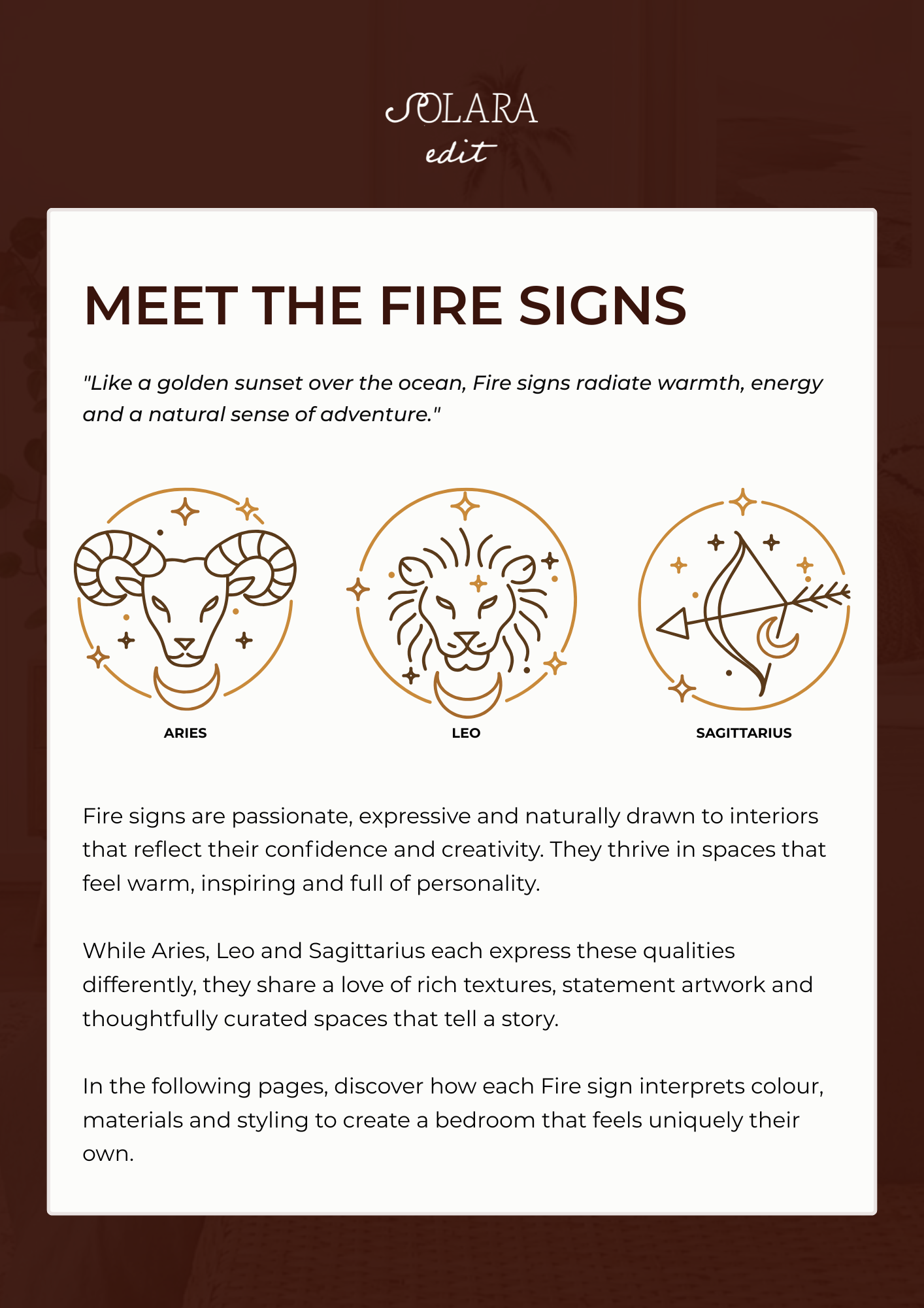 The Cosmic Bedroom Edit: Fire Sign Lookbook