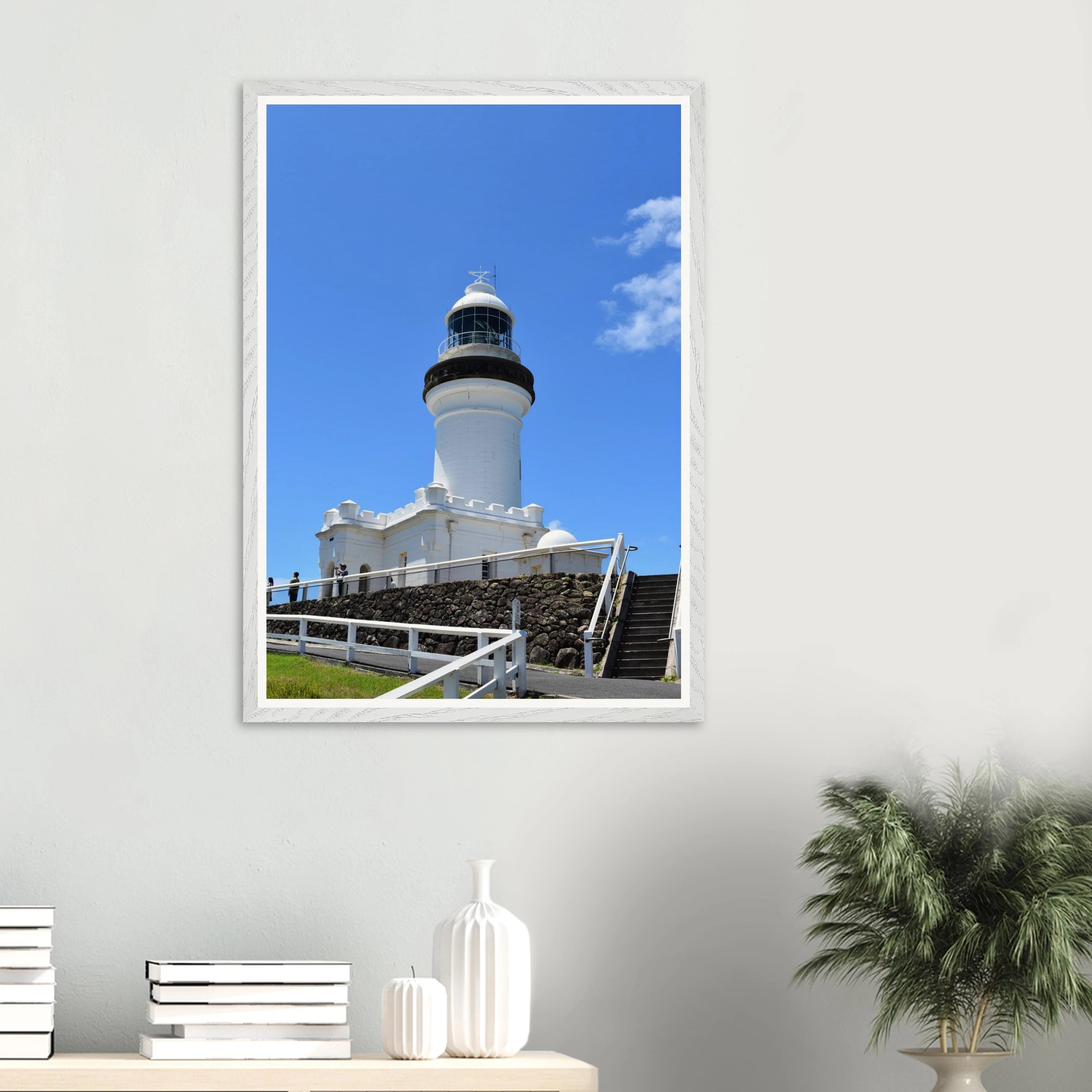 Byron Lighthouse Up in the Sky Wall Art with Premium Wooden Frame