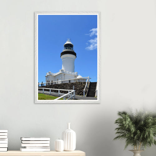 Byron Lighthouse Up in the Sky Wall Art with Premium Wooden Frame