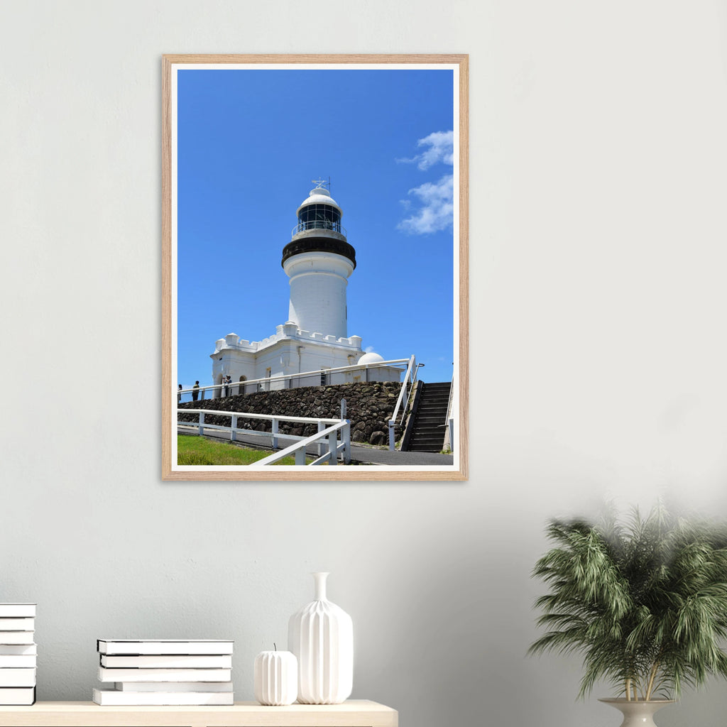 Byron Lighthouse Up in the Sky Wall Art with Premium Wooden Frame