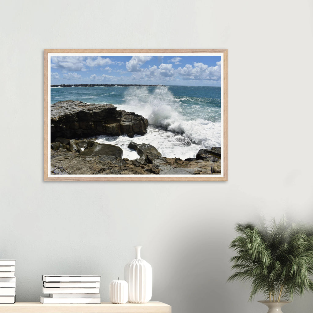 Yamba Turners Rock Splash Wall Art with Premium Wooden Frame