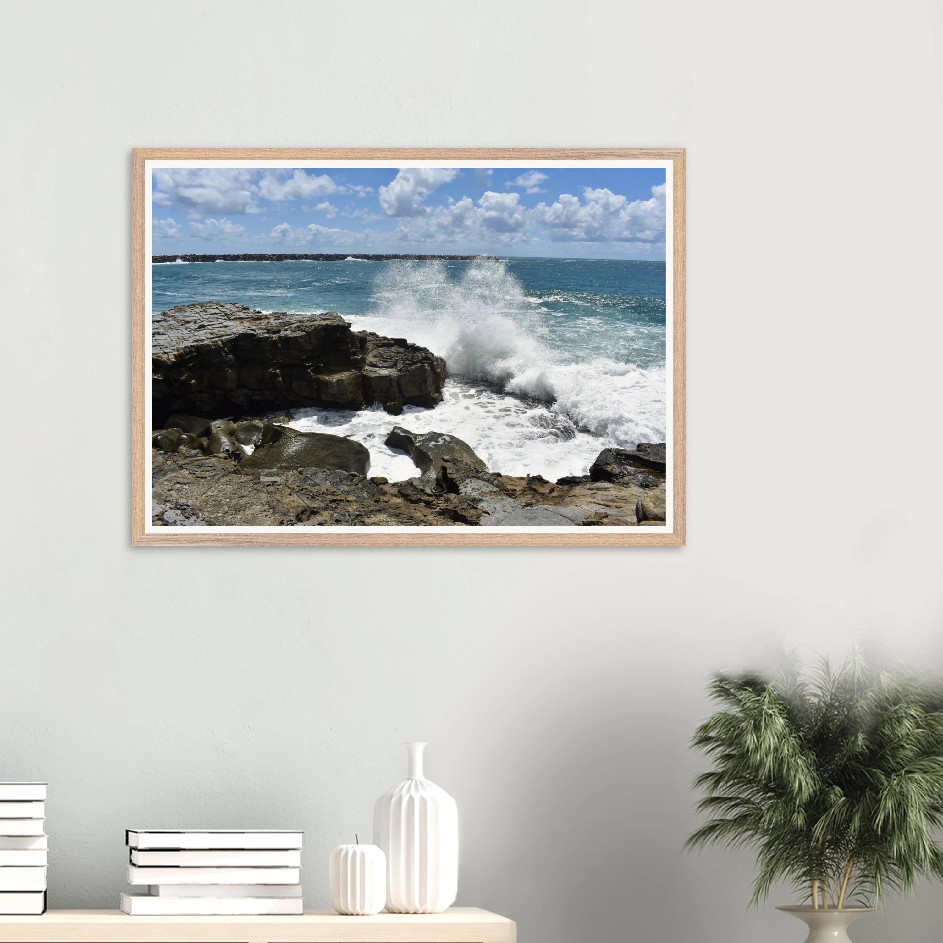 Yamba Turners Rock Splash Wall Art with Premium Wooden Frame