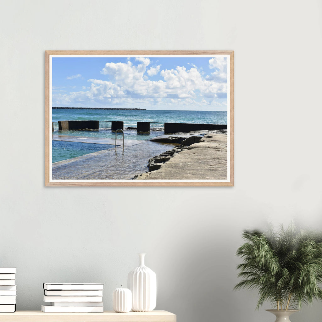 Yamba Beach Pool Wall Art with Premium Wooden Frame