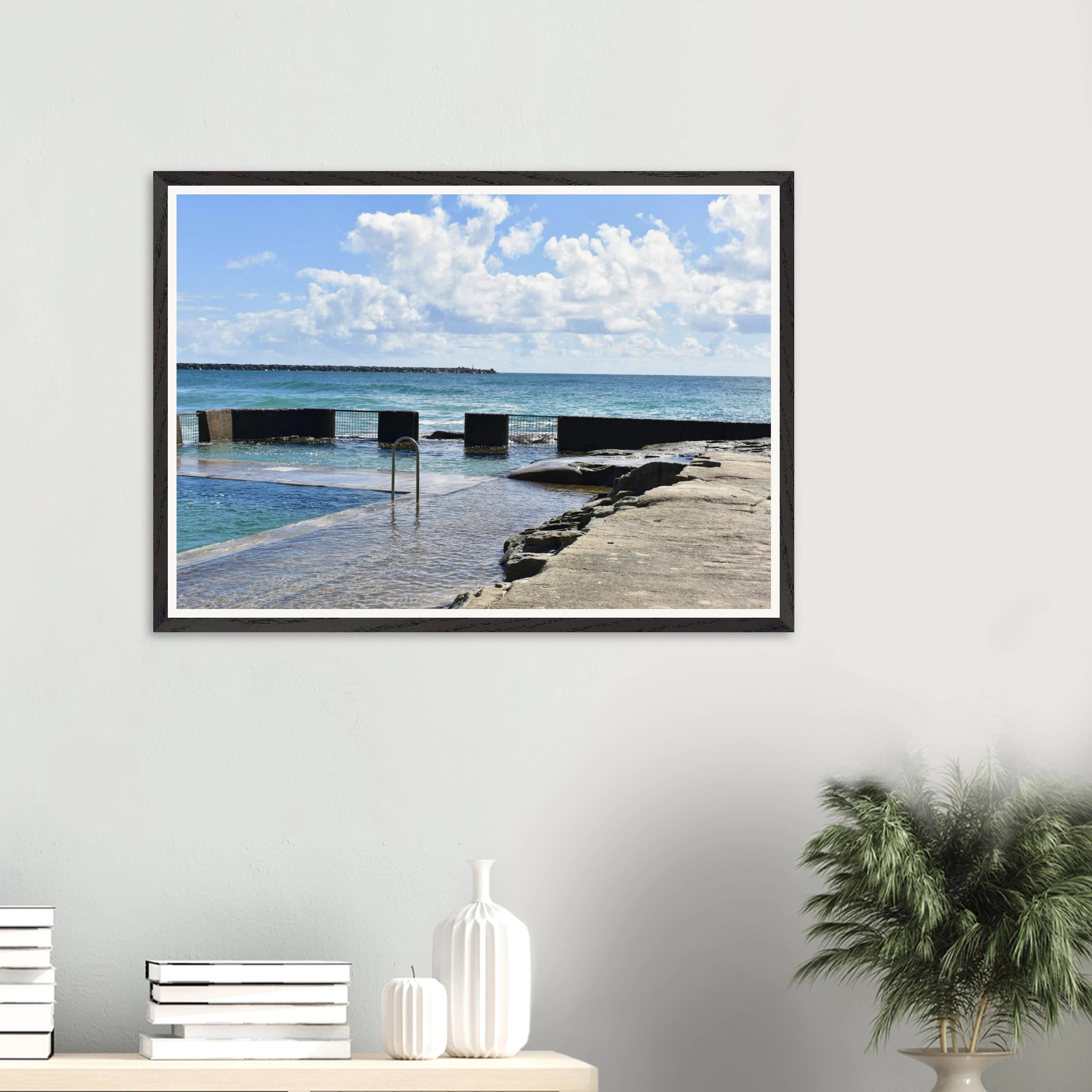 Yamba Beach Pool Wall Art with Premium Wooden Frame