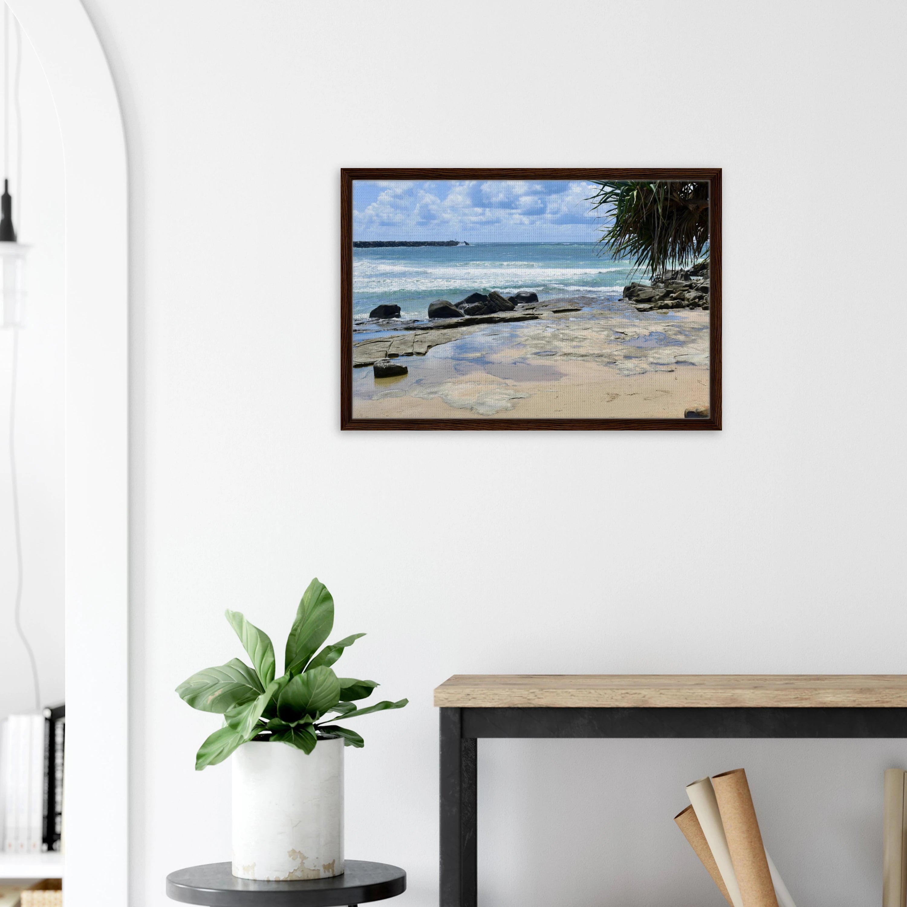 Yamba Turners Rocks to Waves Artwork: Framed Canvas