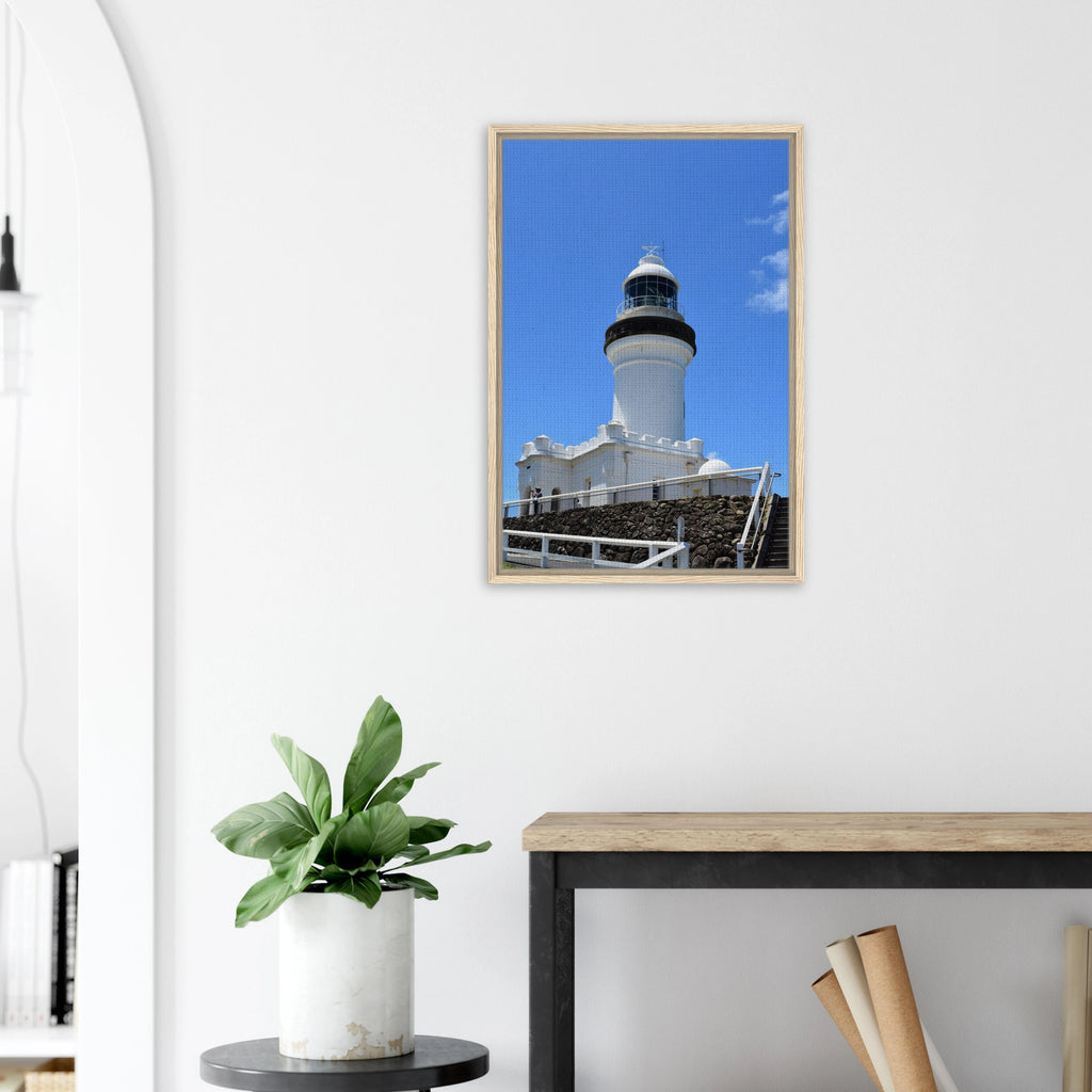 Byron Lighthouse Up in the Sky: Framed Canvas