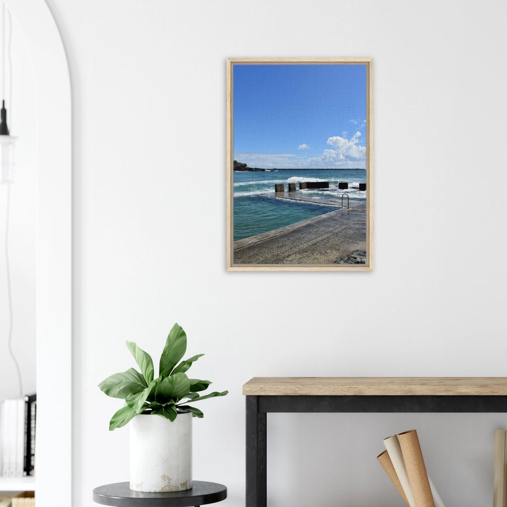 Yamba Beach Pool Portrait: Framed Canvas