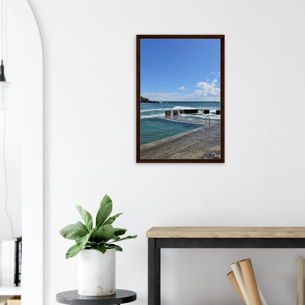 Yamba Beach Pool Portrait: Framed Canvas