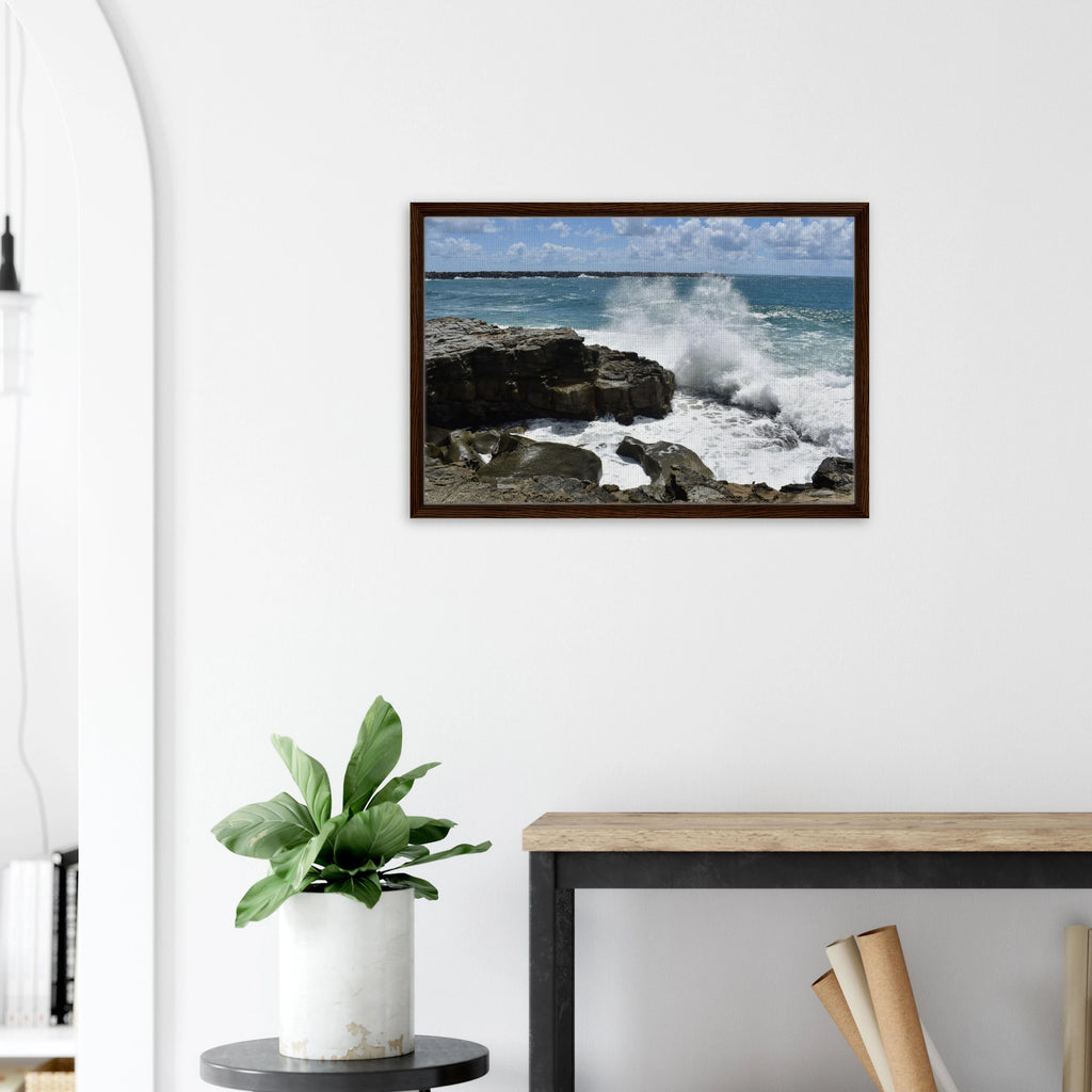 Yamba Turners Rock Splash: Framed Canvas