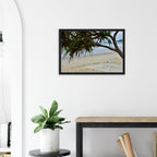 Byron Main Beach Pandanus Surfboard: Framed Canvas